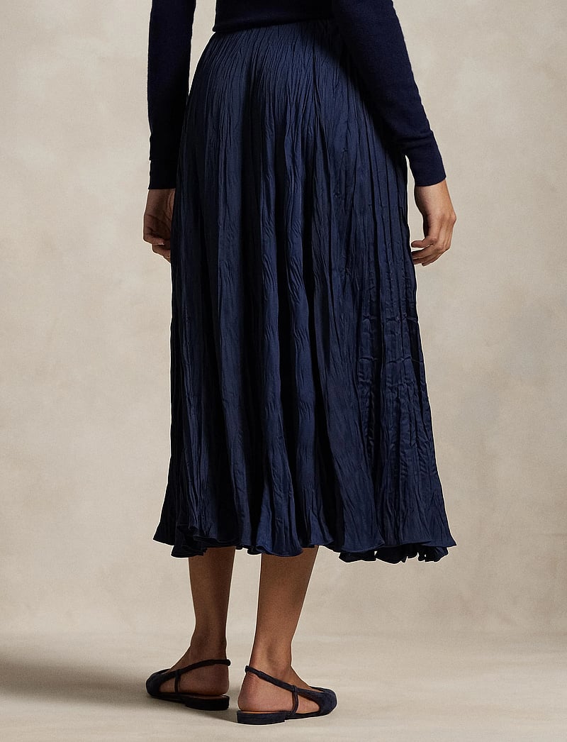 Polo Ralph Lauren - Crinkled Satin A-Line Skirt - satinkjolar - newport navy - 2