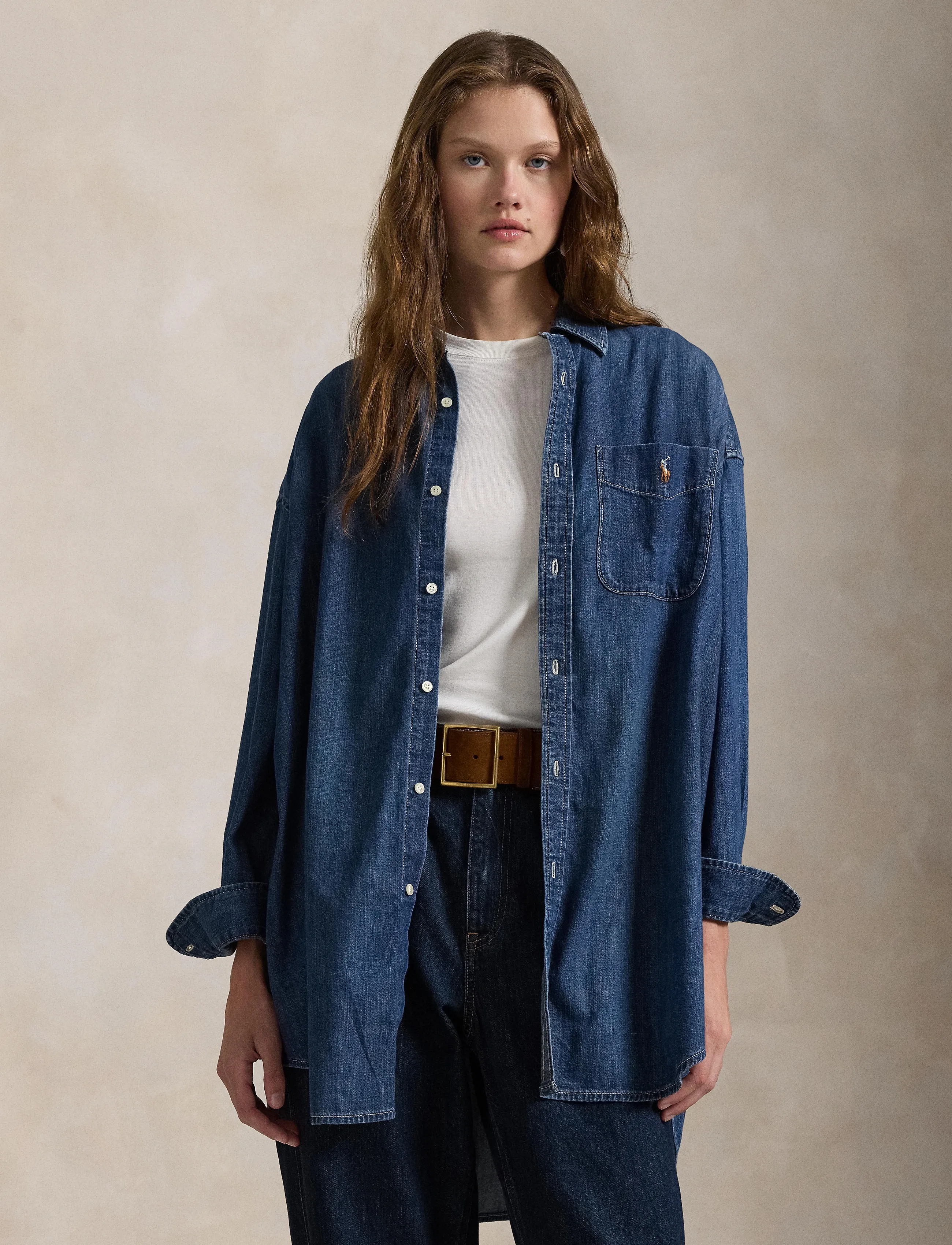 Polo Ralph Lauren Oversize Fit Denim Shirt, M, Blue, Skjorter > Denim-Skjorter, Dame