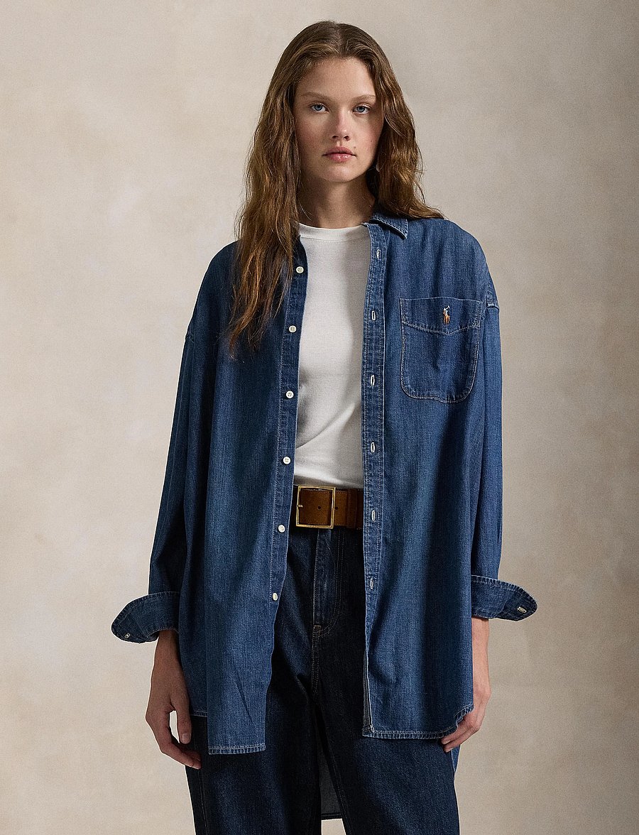 Polo Ralph Lauren - Oversize Fit Denim Shirt - teksasärgid - remy wash - 0
