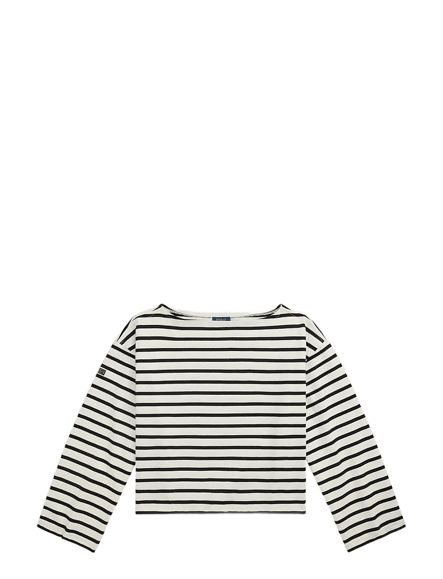 Polo Ralph Lauren - Striped Boatneck Mariner Tee - langärmlige tops - deckwash white/po - 1