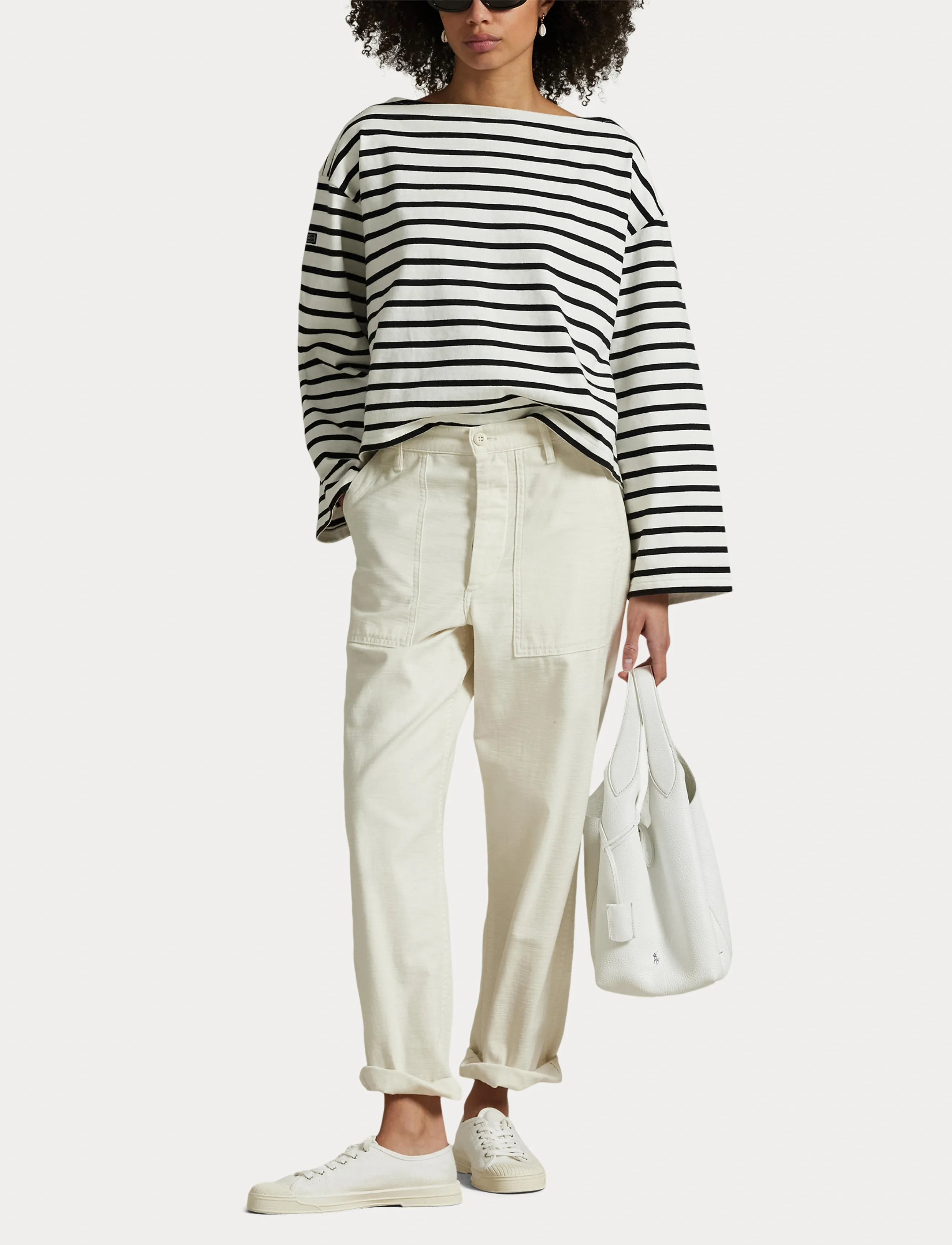 Polo Ralph Lauren - Striped Boatneck Mariner Tee - langärmlige tops - deckwash white/po - 4
