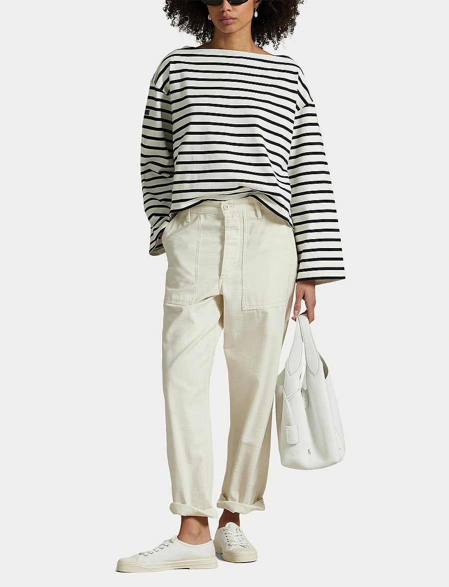 Polo Ralph Lauren - Striped Boatneck Mariner Tee - langärmlige tops - deckwash white/po - 4