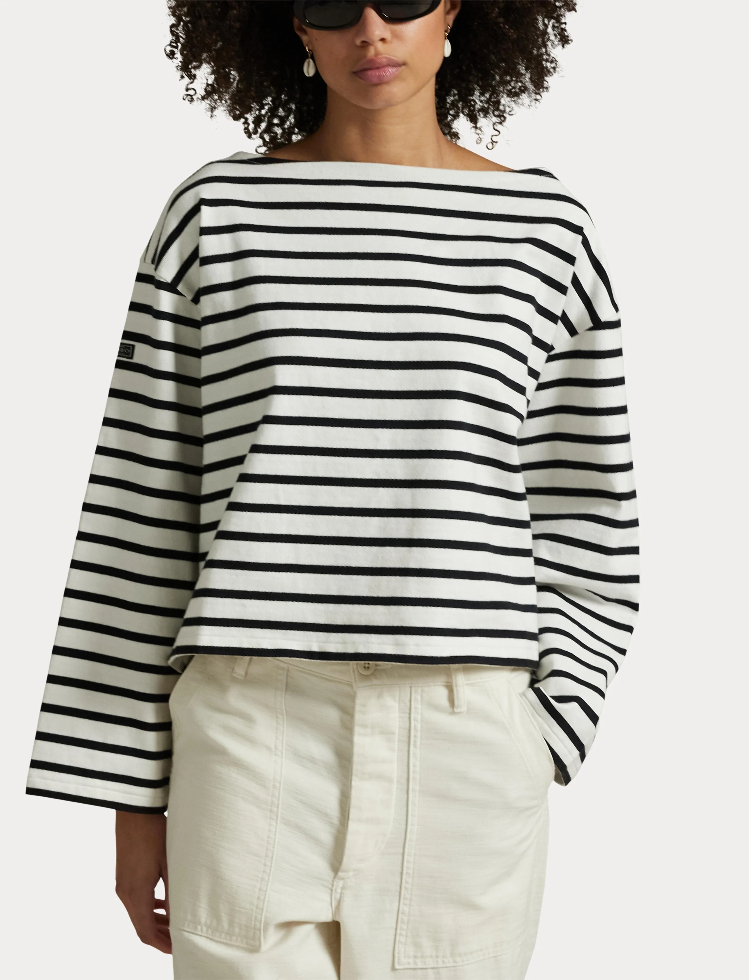 Polo Ralph Lauren - Striped Boatneck Mariner Tee - langärmlige tops - deckwash white/po - 5