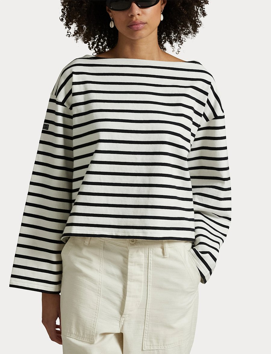 Polo Ralph Lauren - Striped Boatneck Mariner Tee - langärmlige tops - deckwash white/po - 5
