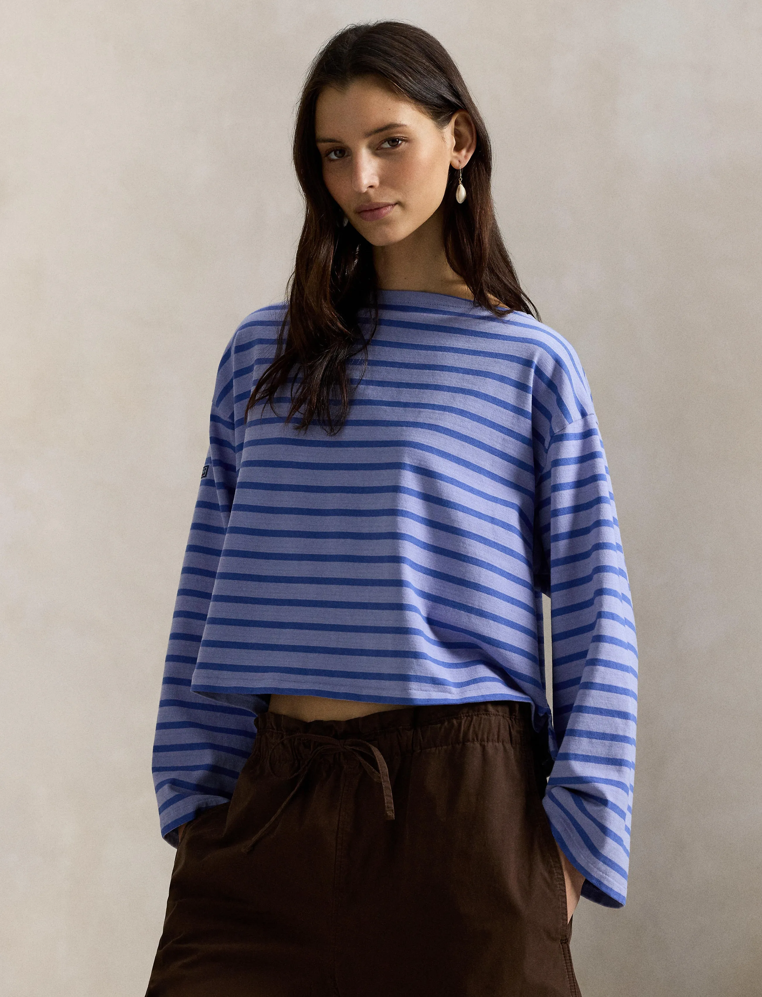 Polo Ralph Lauren Striped Boatneck Mariner Tee - T-shirts & Hauts - EAST BLUE/LIBERTY / purple