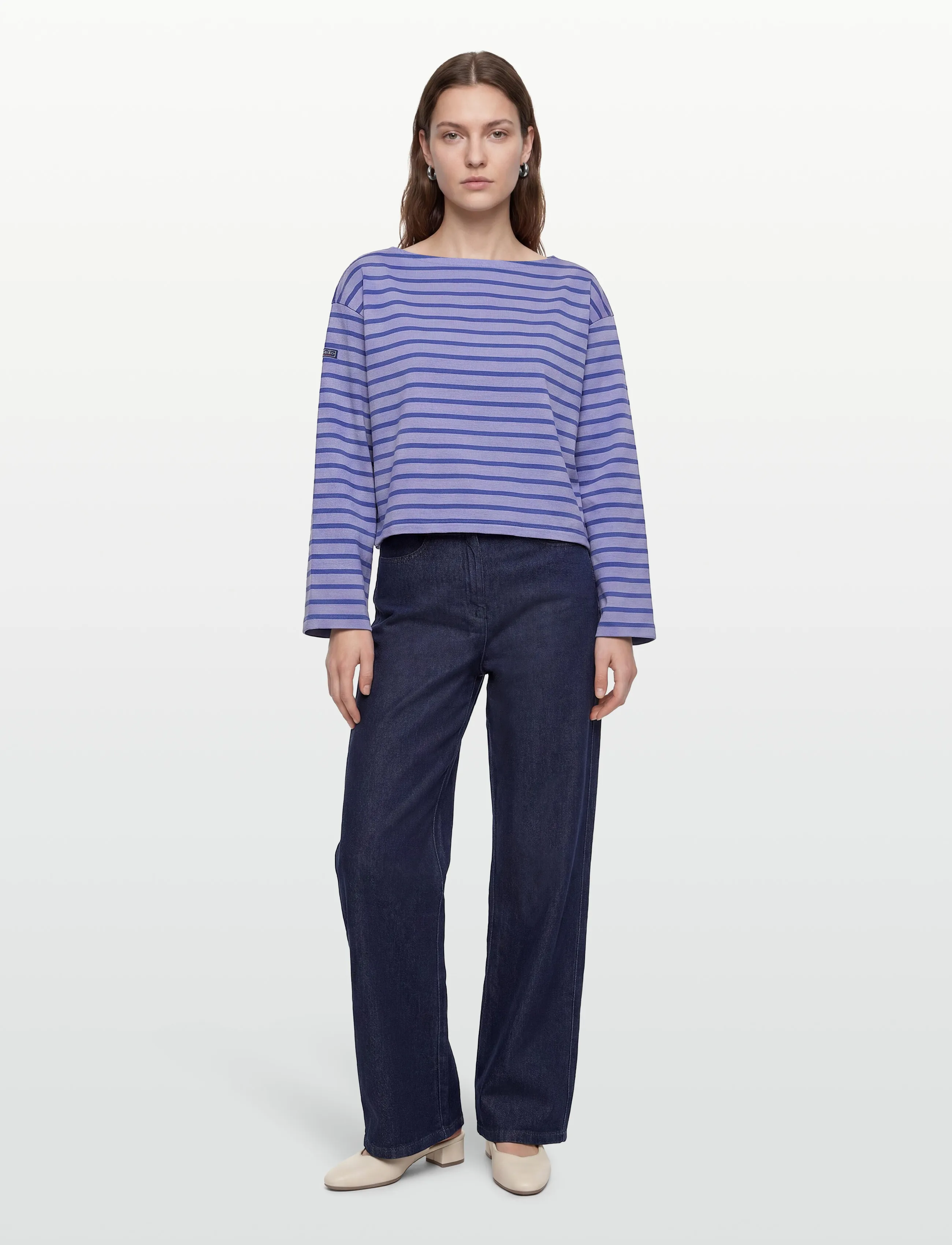 Polo Ralph Lauren Striped Boatneck Mariner Tee - Langermede topper - EAST BLUE/LIBERTY / purple