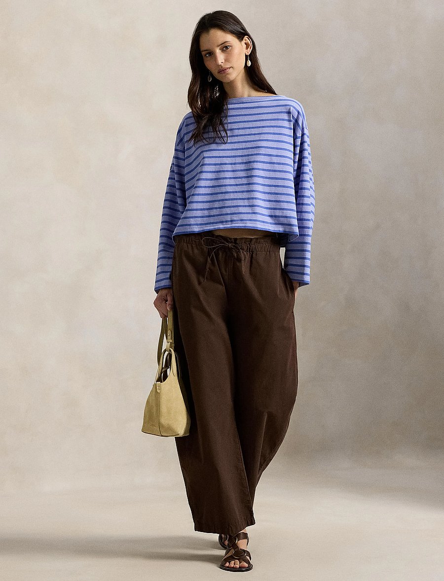 Polo Ralph Lauren - Striped Boatneck Mariner Tee - langærmede toppe - east blue/liberty - 0