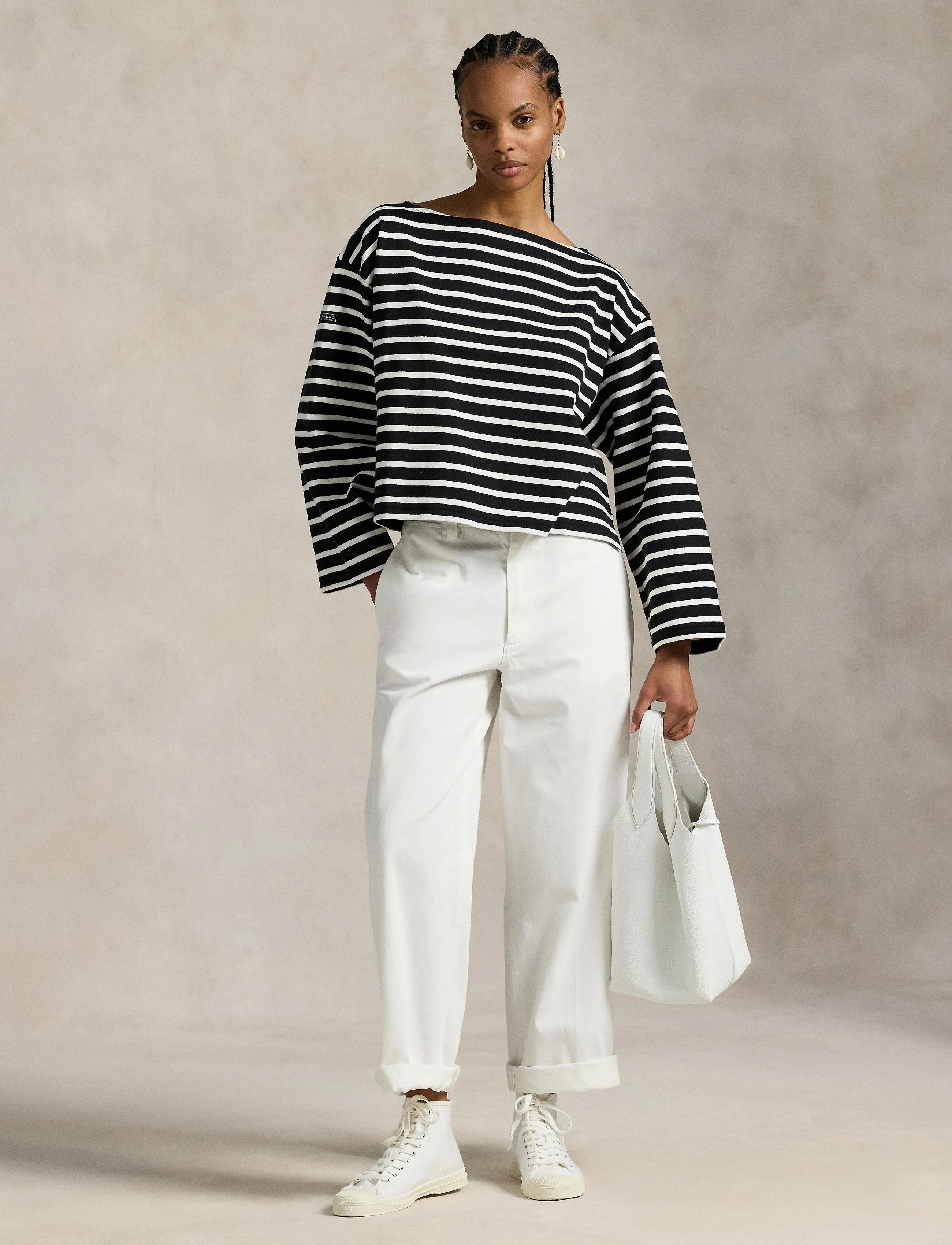 Polo Ralph Lauren Striped Boatneck Mariner Tee - Ralph Lauren - POLO BLACK/DECKWA / multi