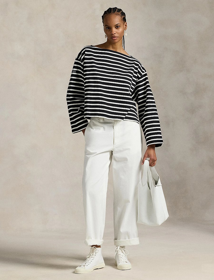 Polo Ralph Lauren - Striped Boatneck Mariner Tee - langærmede toppe - polo black/deckwa - 0