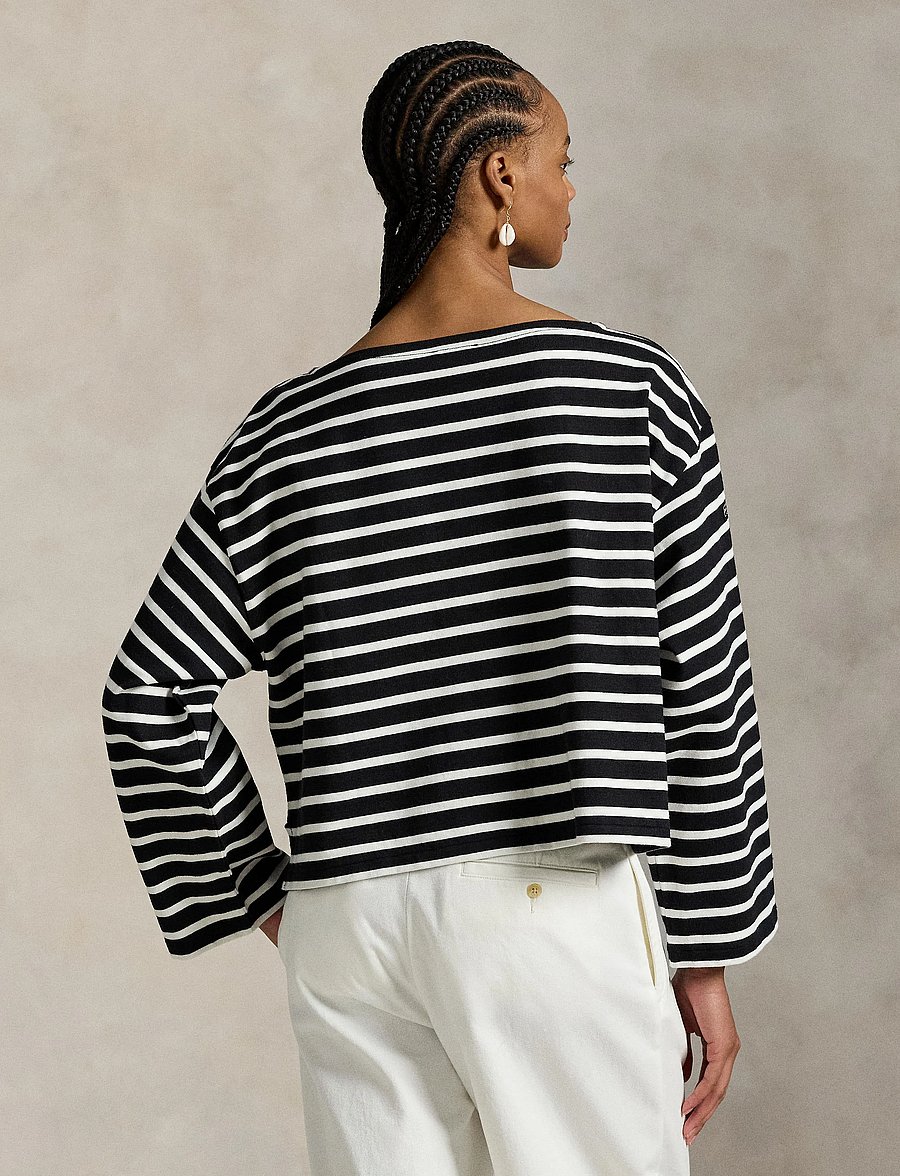 Polo Ralph Lauren - Striped Boatneck Mariner Tee - langærmede toppe - polo black/deckwa - 2