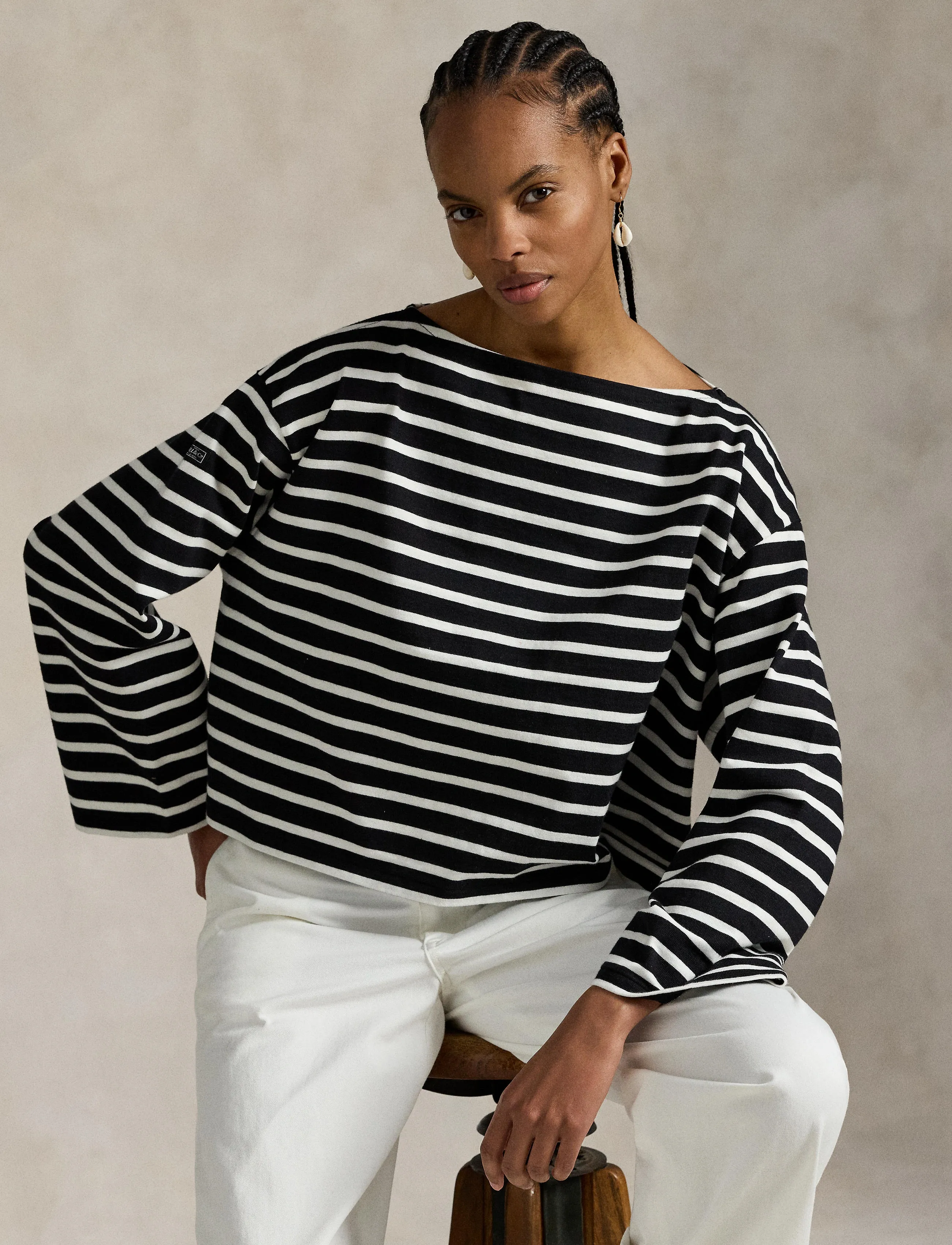 Polo Ralph Lauren - Striped Boatneck Mariner Tee - langærmede toppe - polo black/deckwa - 3