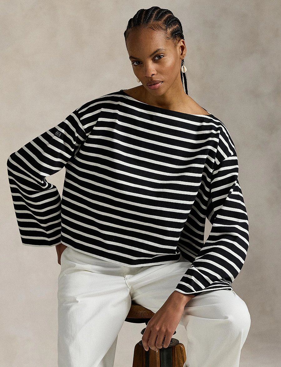 Polo Ralph Lauren - Striped Boatneck Mariner Tee - langærmede toppe - polo black/deckwa - 3