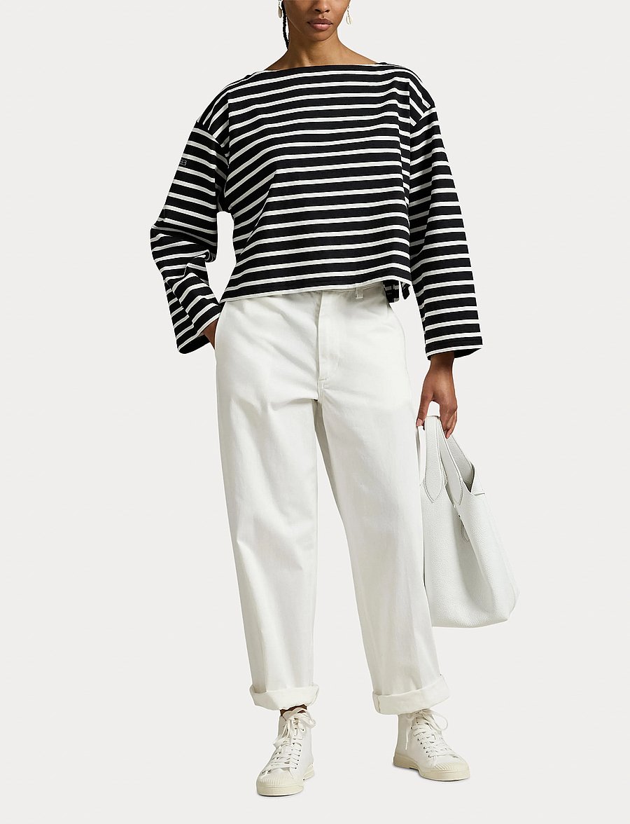 Polo Ralph Lauren - Striped Boatneck Mariner Tee - langærmede toppe - polo black/deckwa - 4
