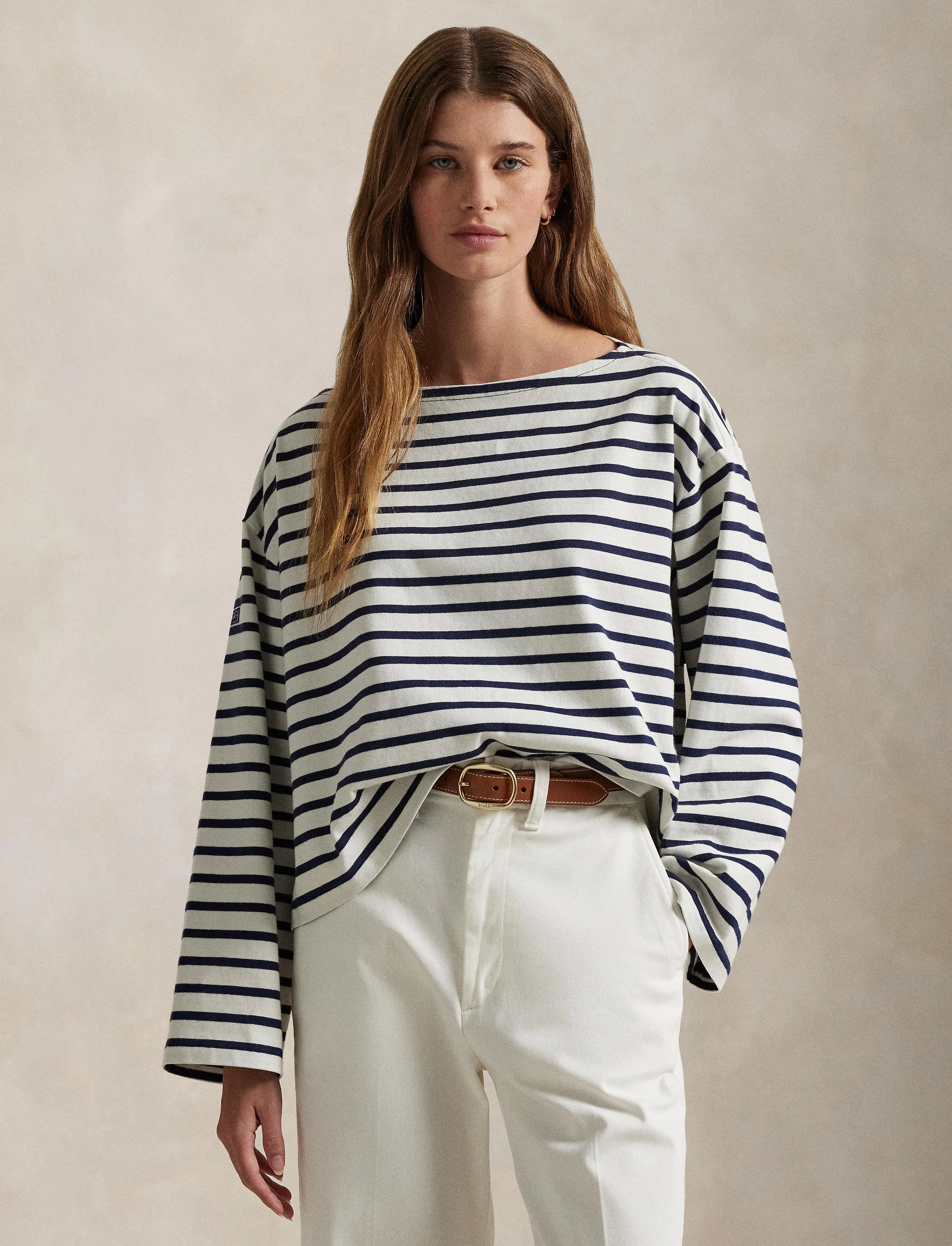 Polo Ralph Lauren Striped Boatneck Mariner Tee - T-Shirts & Tops - REFINED NAVY/DECK / navy