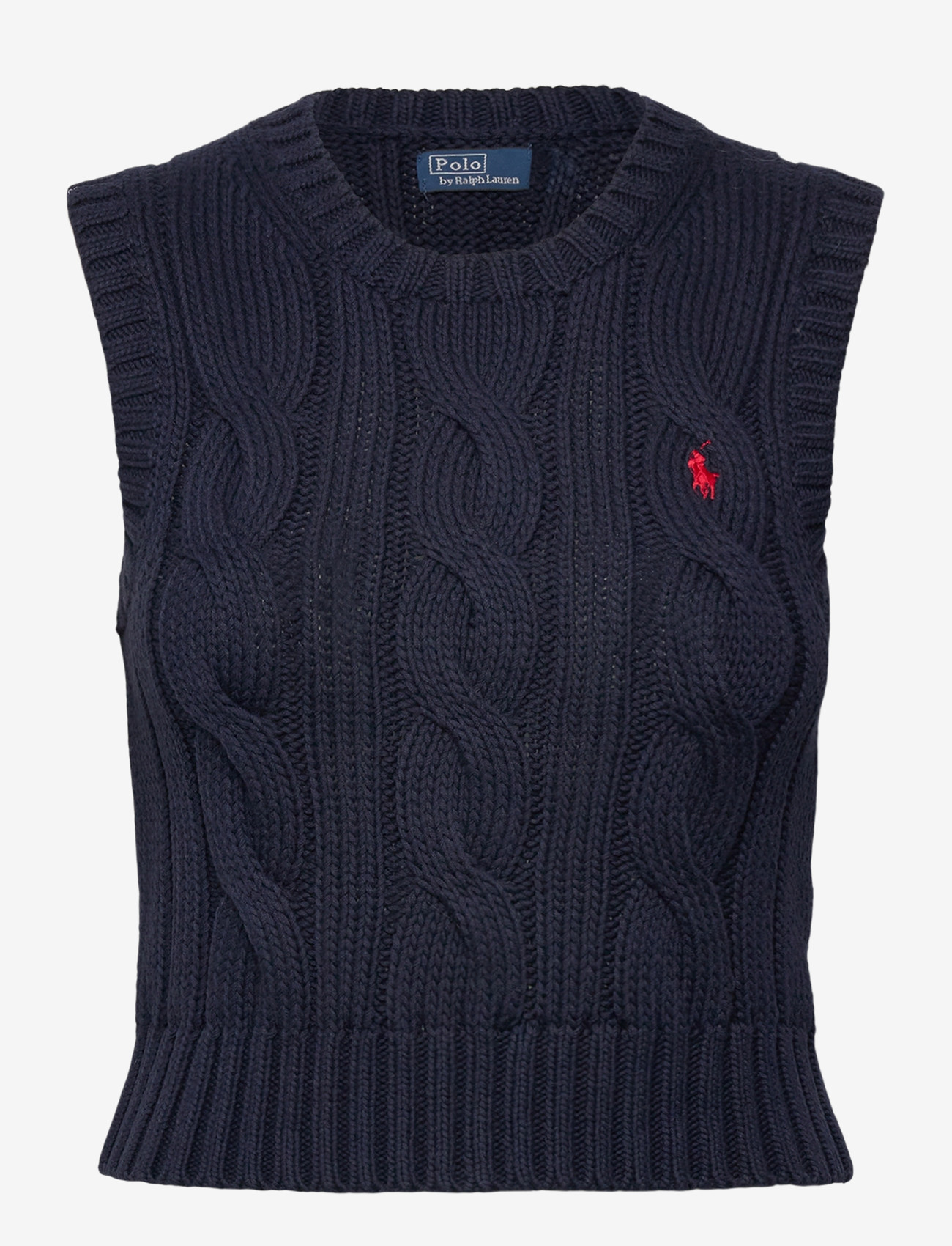 Polo Ralph Lauren - Cable-Knit Cotton Cropped Vest - kootud vestid - hunter navy - 0