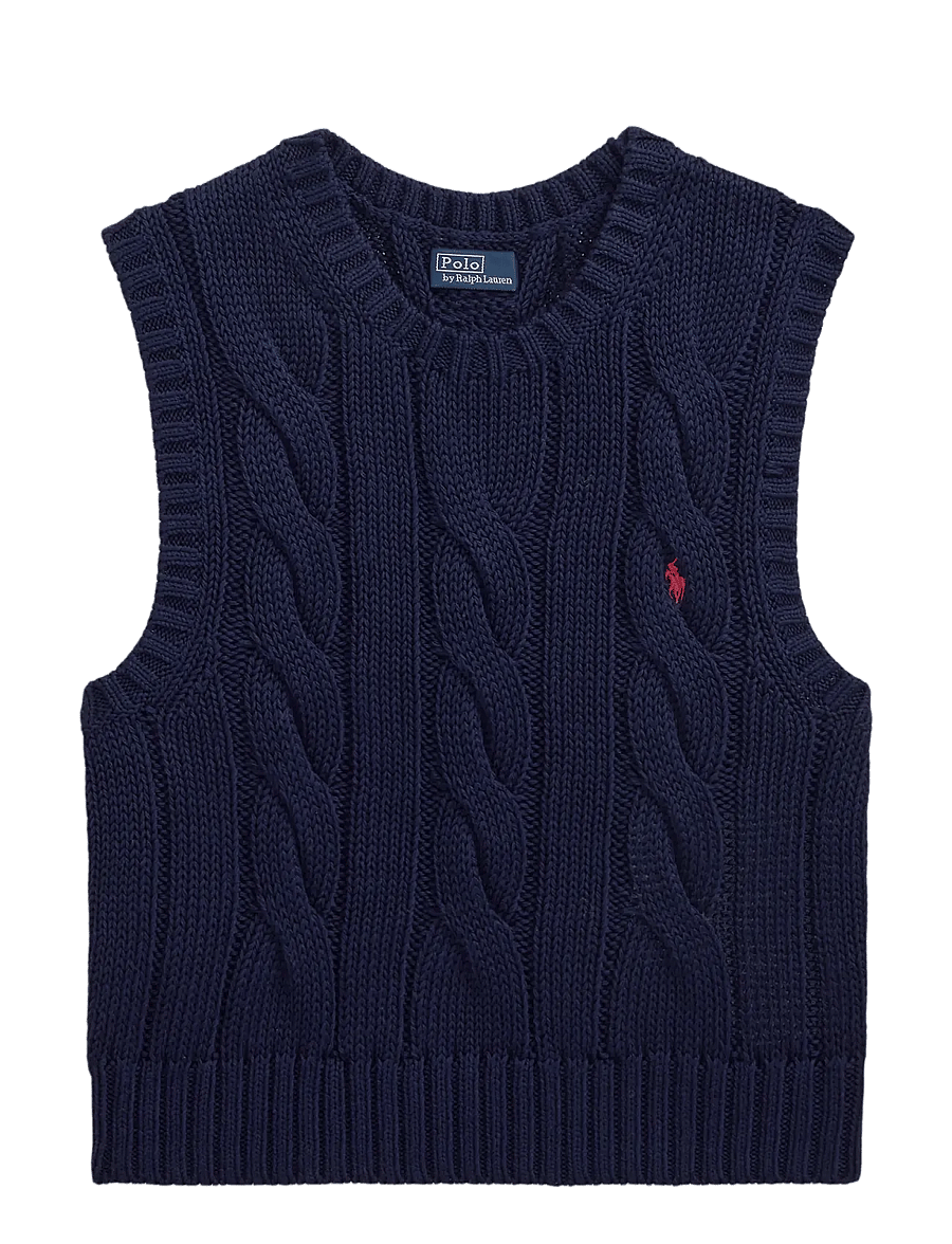 Polo Ralph Lauren - Cable-Knit Cotton Cropped Vest - vestes tricot - hunter navy - 1