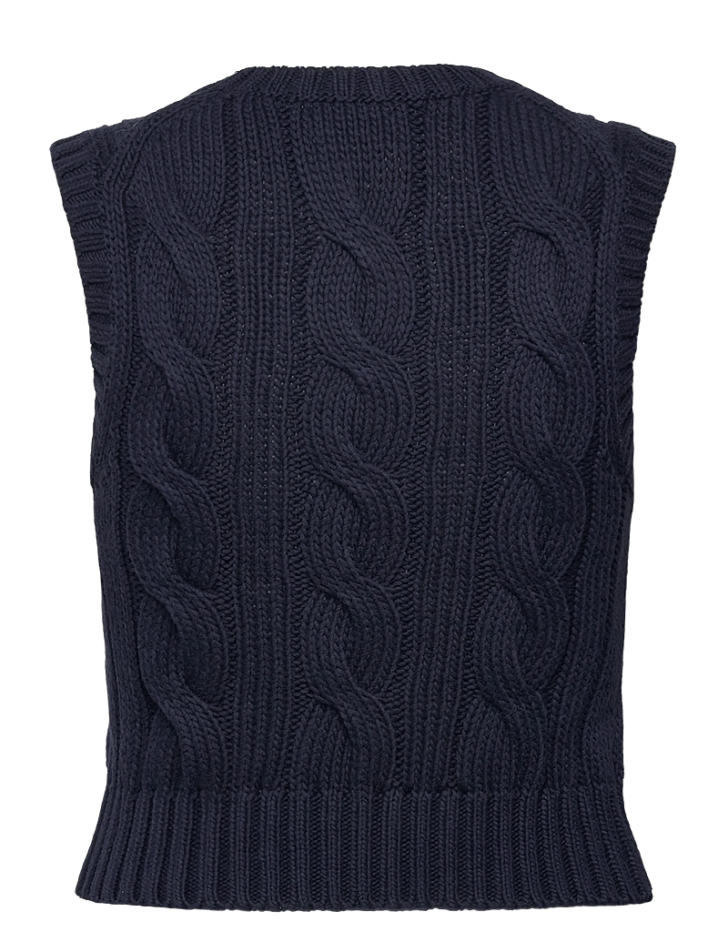 Polo Ralph Lauren - Cable-Knit Cotton Cropped Vest - kootud vestid - hunter navy - 1