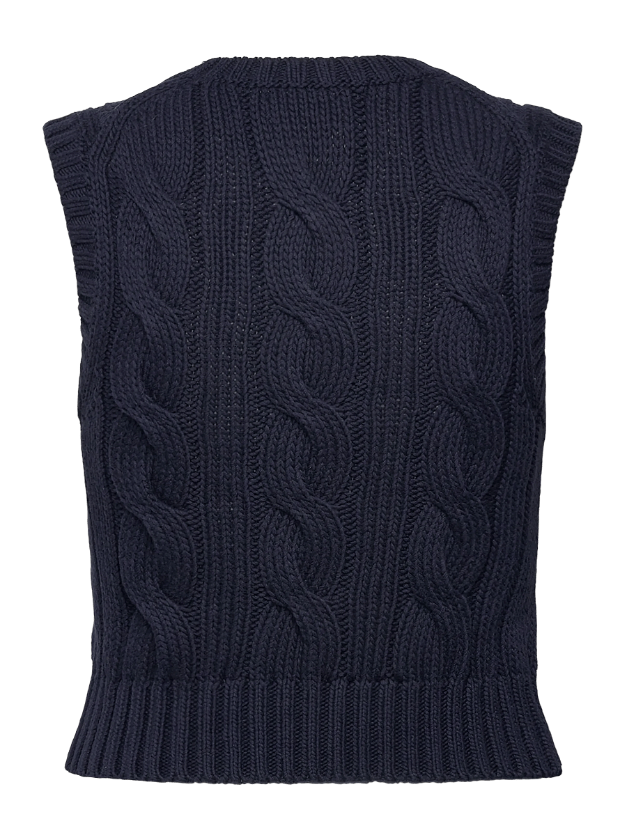 Polo Ralph Lauren - Cable-Knit Cotton Cropped Vest - vestes tricot - hunter navy - 2