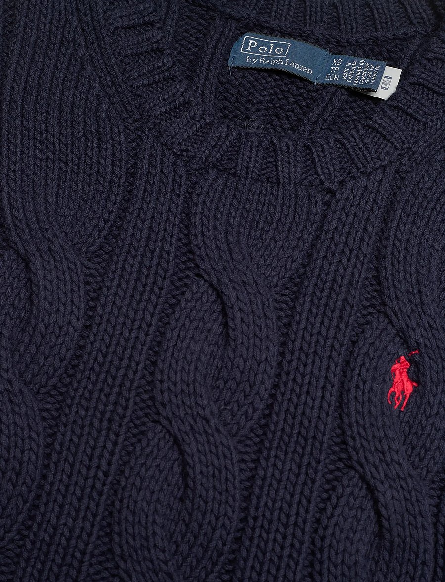 Polo Ralph Lauren - Cable-Knit Cotton Cropped Vest - vestes tricot - hunter navy - 4