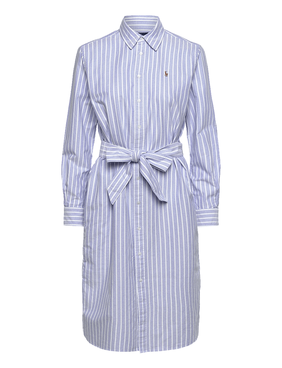 Polo Ralph Lauren - Striped Cotton Oxford Belted Shirtdress - midi-kleider - 1153 harbor islan - 1