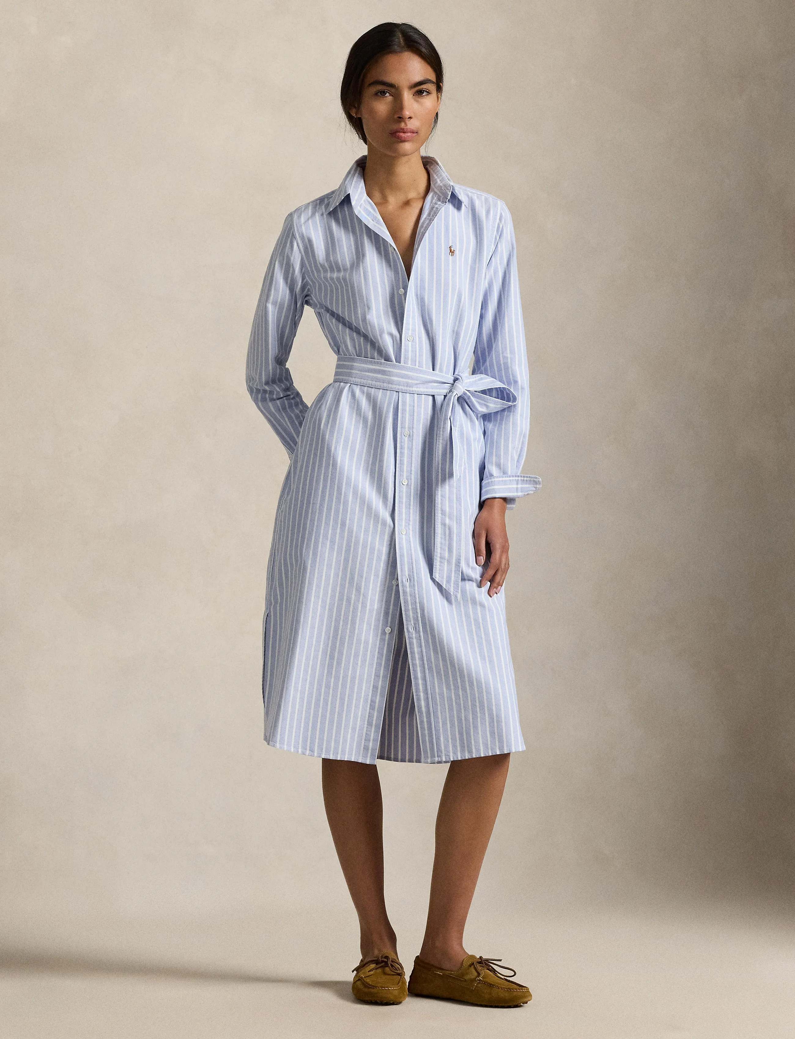 Polo Ralph Lauren Striped Cotton Oxford Belted Shirtdress - Kampagne - 1153 HARBOR ISLAN / blue