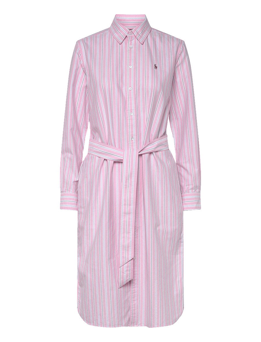 Polo Ralph Lauren - Striped Cotton Oxford Belted Shirtdress - midi-kleider - 169 pink blue mul - 1