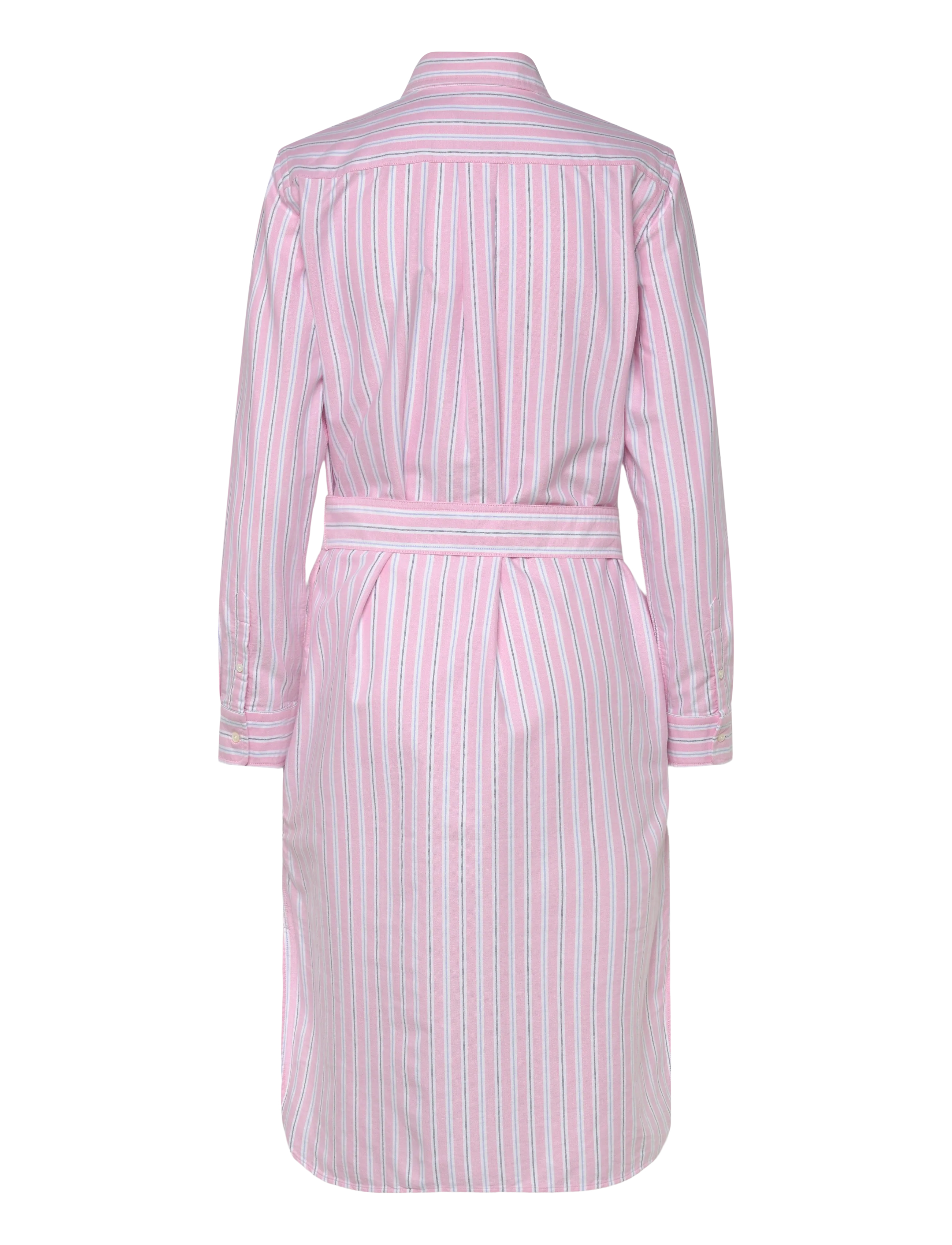 Polo Ralph Lauren - Striped Cotton Oxford Belted Shirtdress - midi-kleider - 169 pink blue mul - 2
