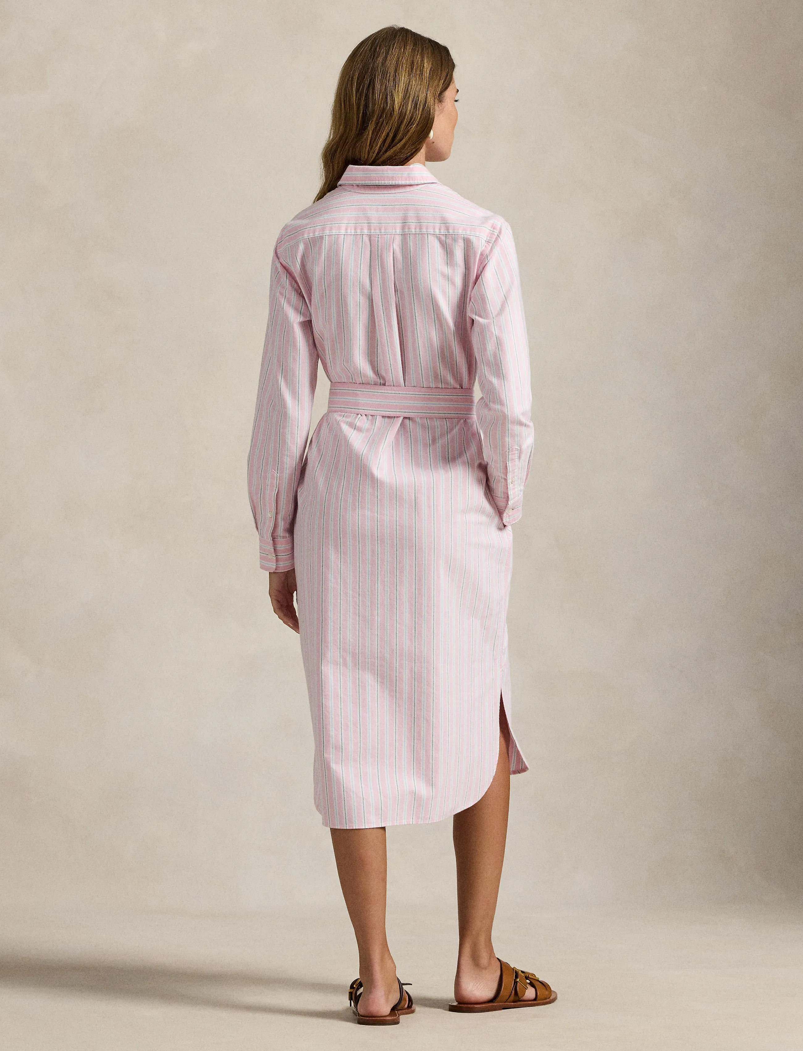 Polo Ralph Lauren - Striped Cotton Oxford Belted Shirtdress - midi-kleider - 169 pink blue mul - 5