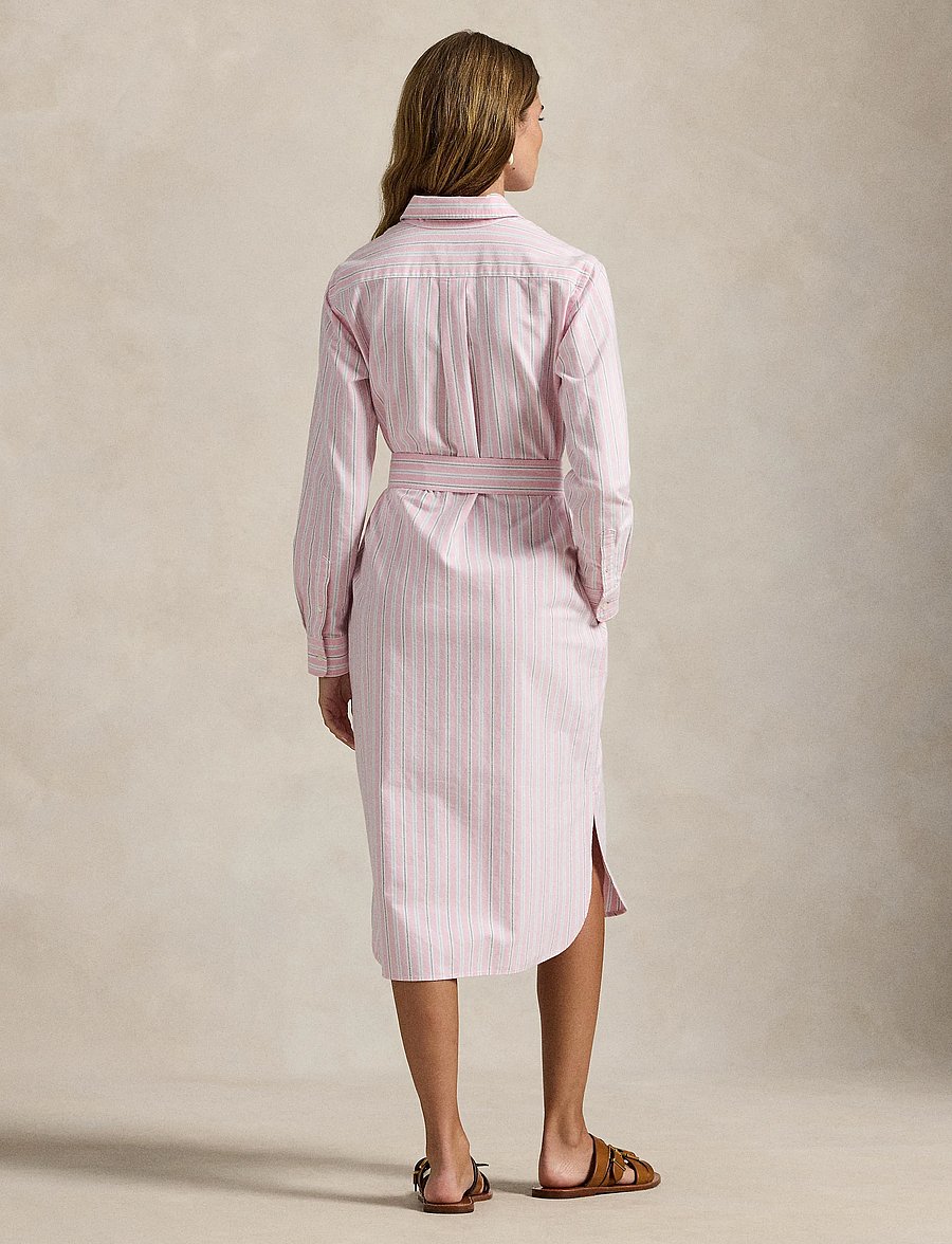 Polo Ralph Lauren - Striped Cotton Oxford Belted Shirtdress - midi-kleider - 169 pink blue mul - 5