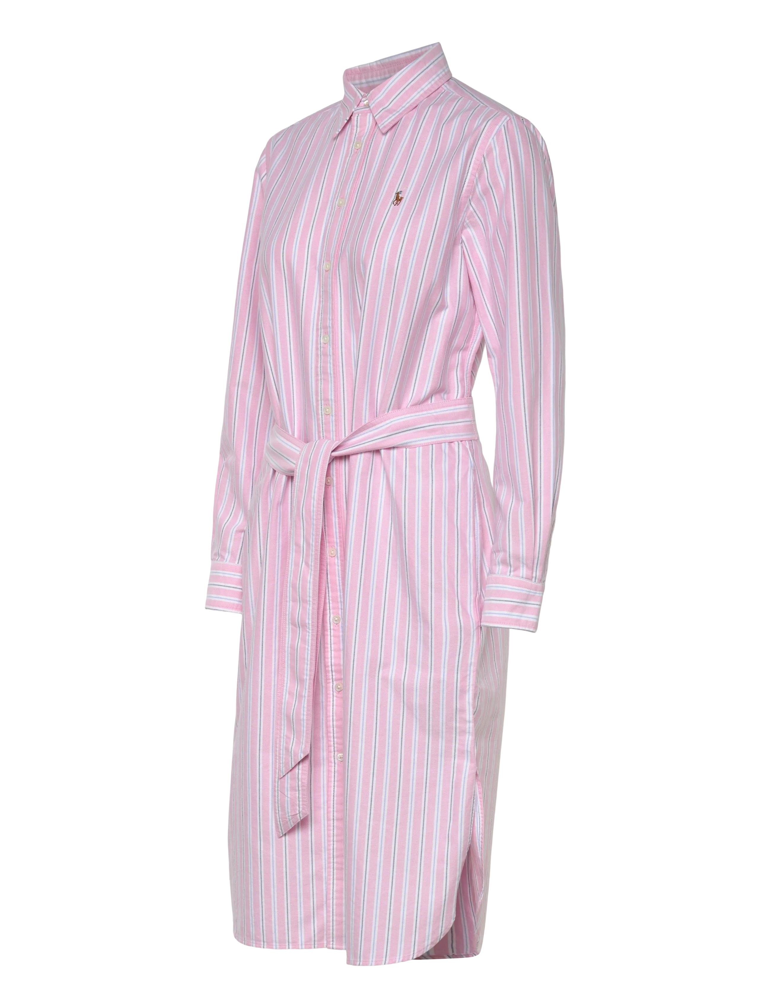 Polo Ralph Lauren - Striped Cotton Oxford Belted Shirtdress - midi-kleider - 169 pink blue mul - 3