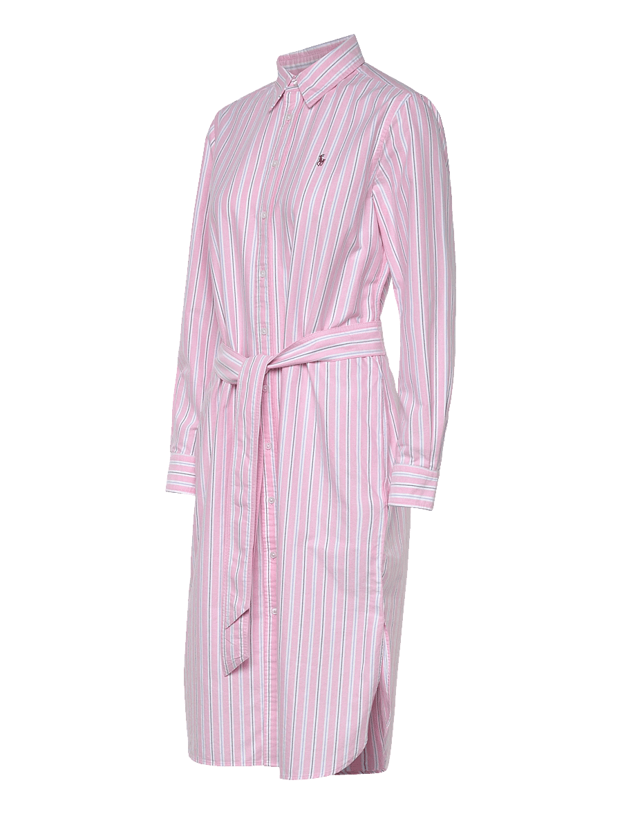 Polo Ralph Lauren - Striped Cotton Oxford Belted Shirtdress - midi-kleider - 169 pink blue mul - 3