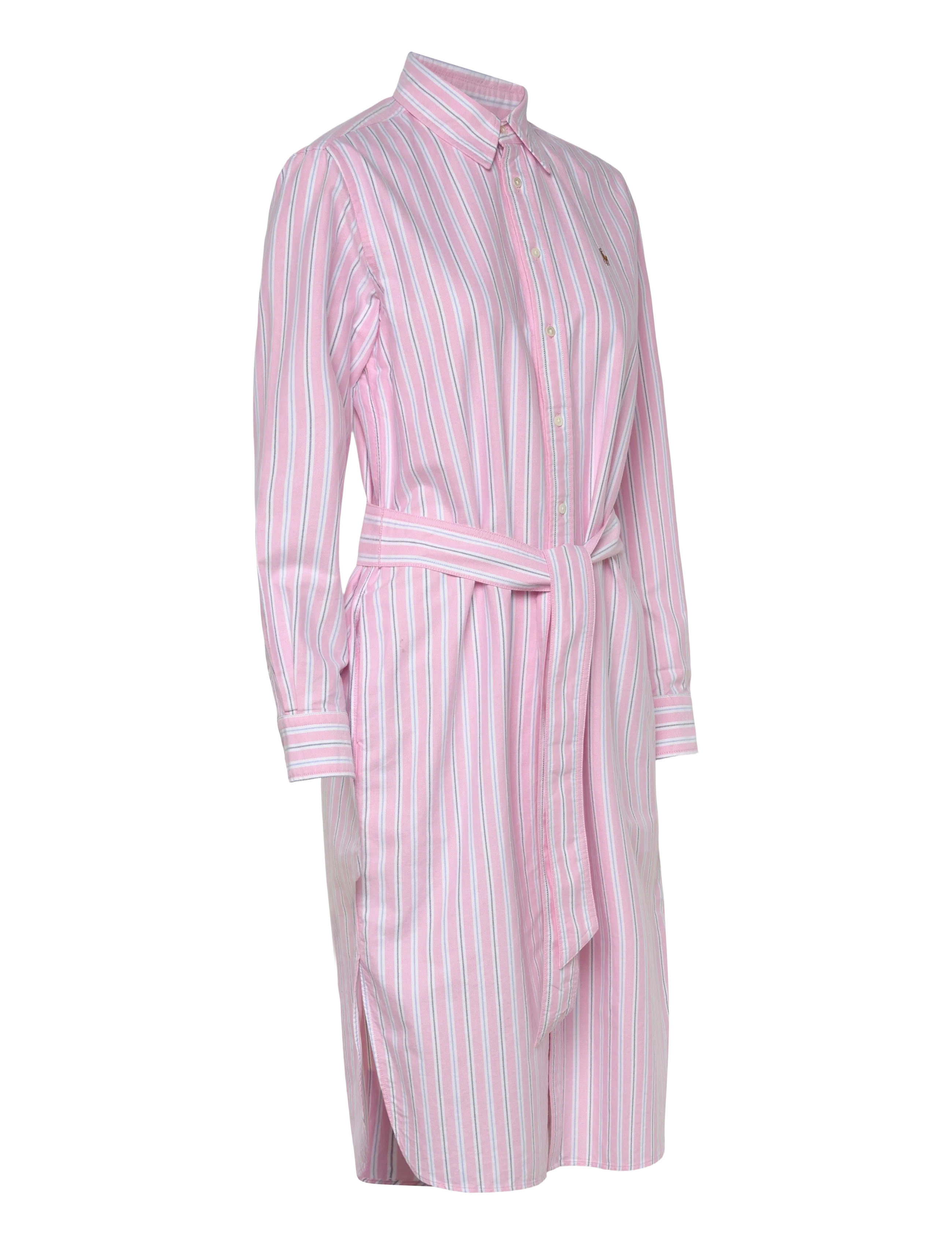 Polo Ralph Lauren - Striped Cotton Oxford Belted Shirtdress - midi-kleider - 169 pink blue mul - 4