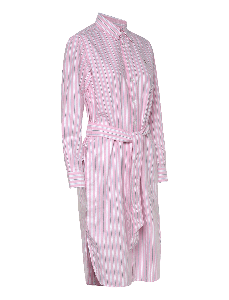Polo Ralph Lauren - Striped Cotton Oxford Belted Shirtdress - midi-kleider - 169 pink blue mul - 4