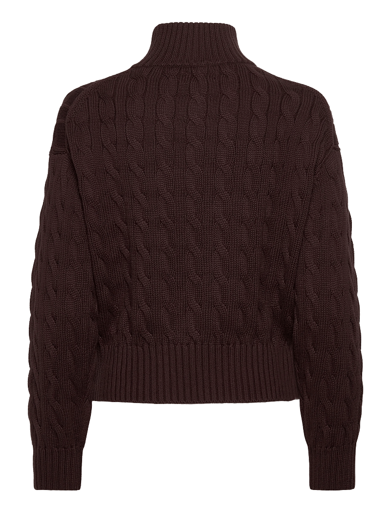 Polo Ralph Lauren - Cable-Knit Cotton Quarter-Zip Sweater - sweaters - dark brown - 1