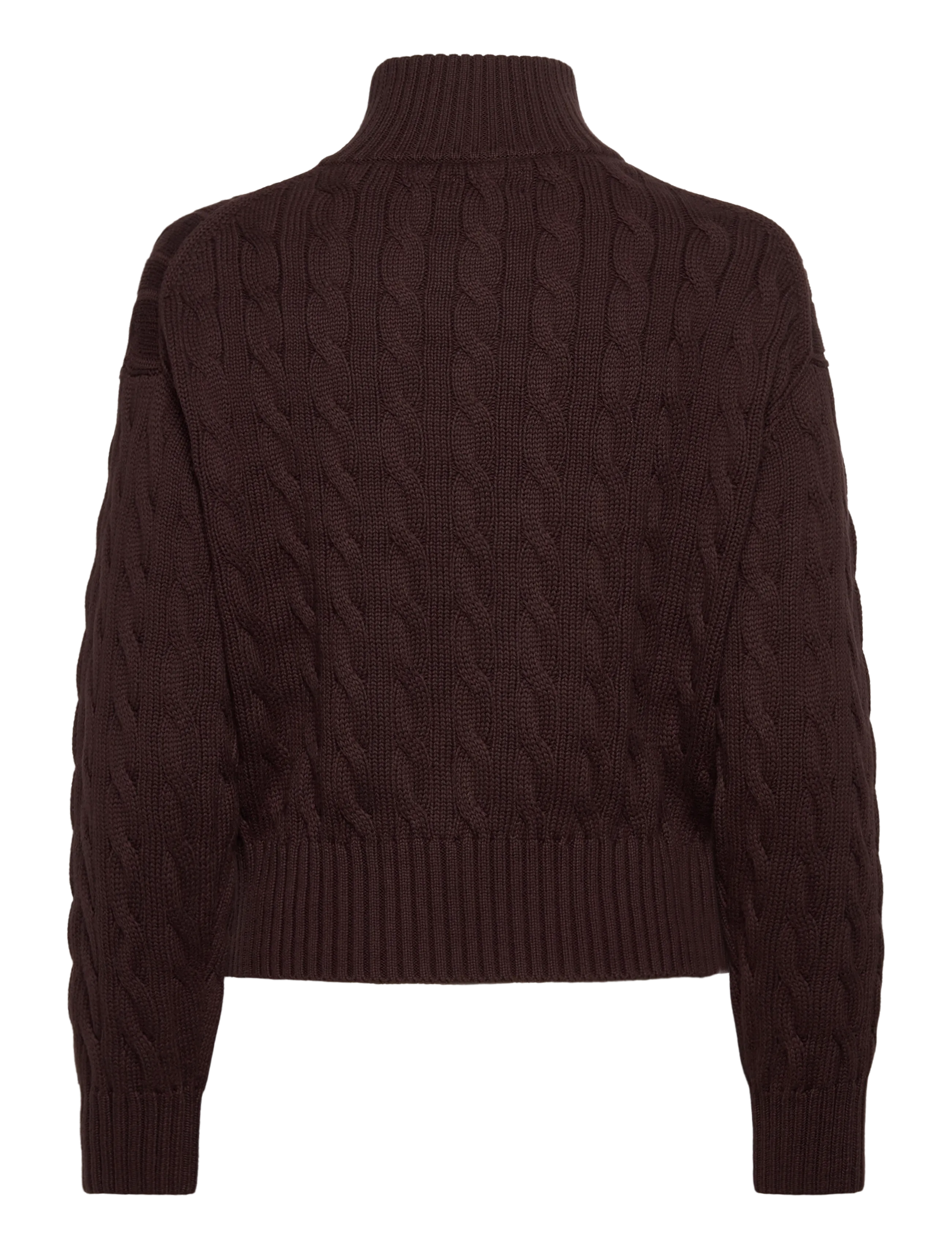 Polo Ralph Lauren - Cable-Knit Cotton Quarter-Zip Sweater - pulls - dark brown - 2