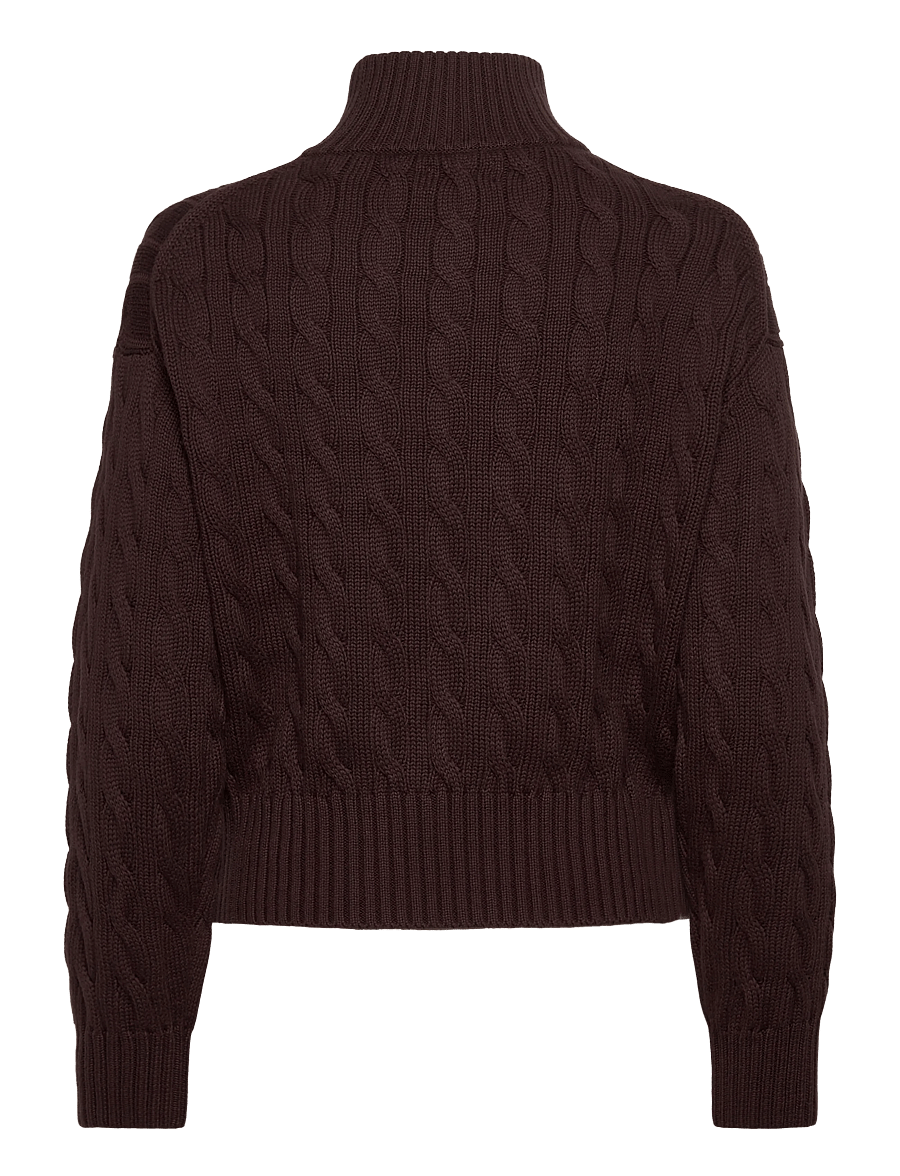 Polo Ralph Lauren - Cable-Knit Cotton Quarter-Zip Sweater - pulls - dark brown - 2
