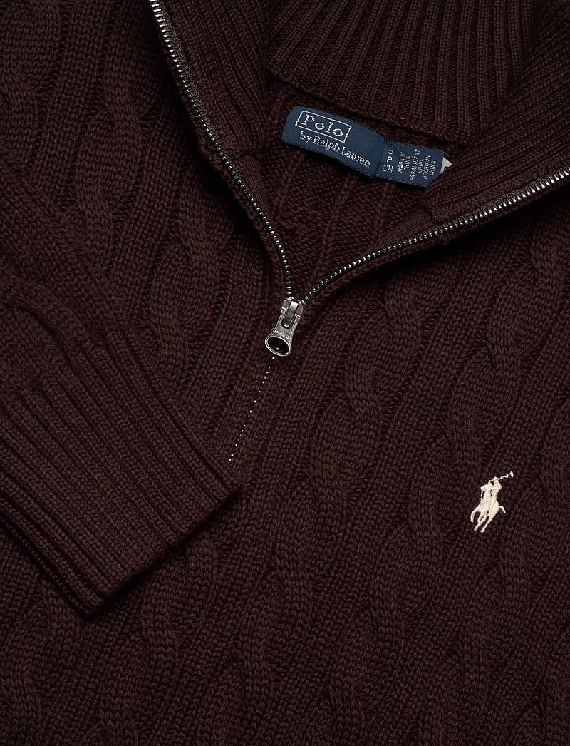 Polo Ralph Lauren - Cable-Knit Cotton Quarter-Zip Sweater - sweaters - dark brown - 2