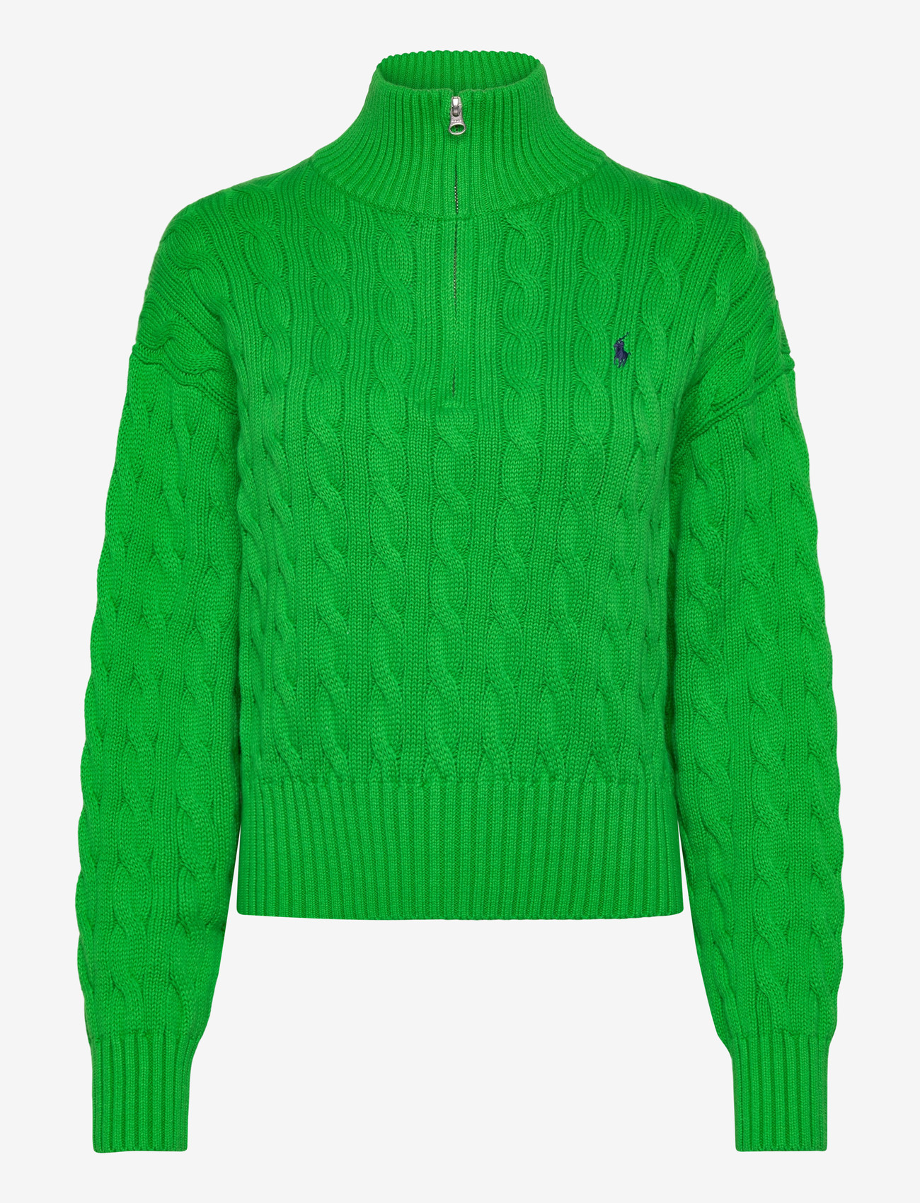 Polo Ralph Lauren - Cable-Knit Cotton Quarter-Zip Sweater - sweaters - palm green - 0