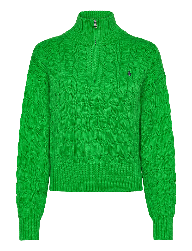 Polo Ralph Lauren - Cable-Knit Cotton Quarter-Zip Sweater - pullover - palm green - 0
