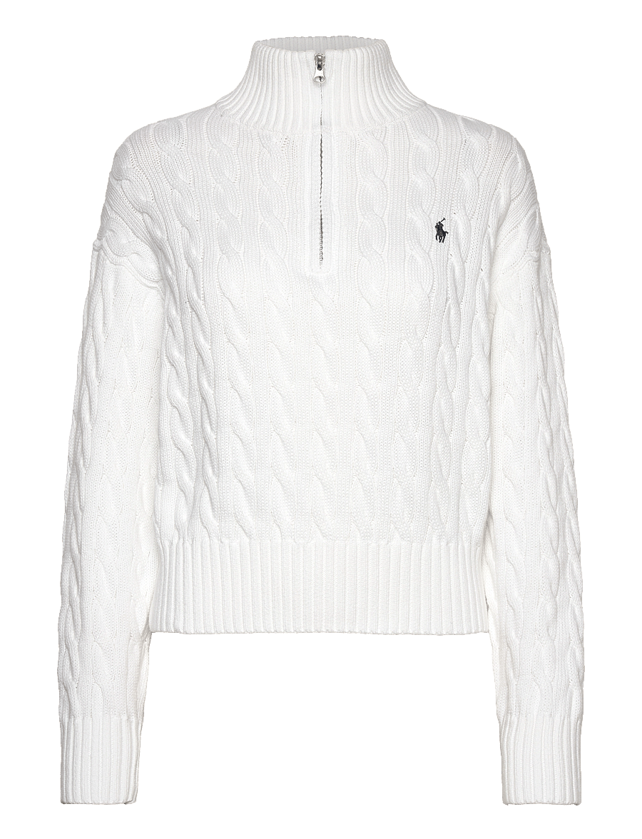 Polo Ralph Lauren - Cable-Knit Cotton Quarter-Zip Sweater - pullover - white - 1