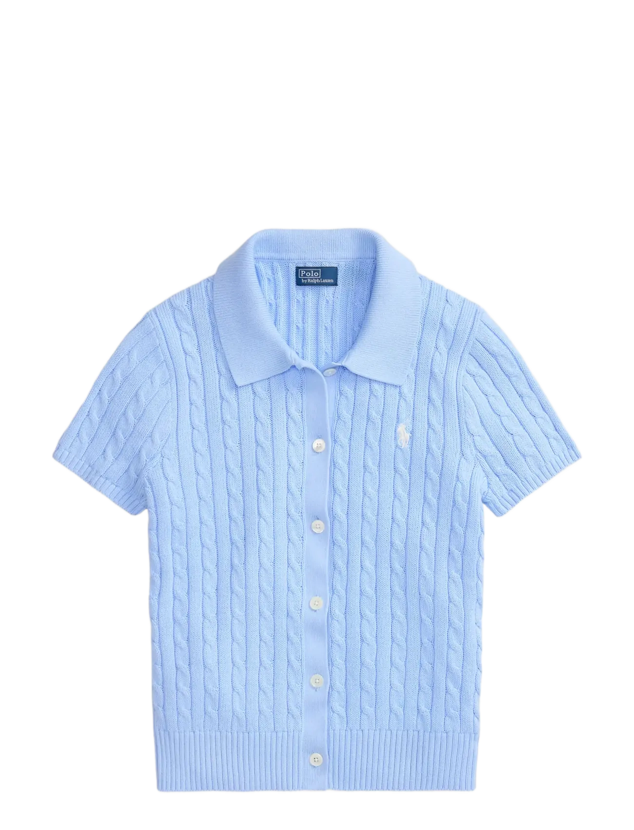 Polo Ralph Lauren Cable Cotton Short-Sleeve Polo Cardigan - Drabužiai - BABY BLUE / blue