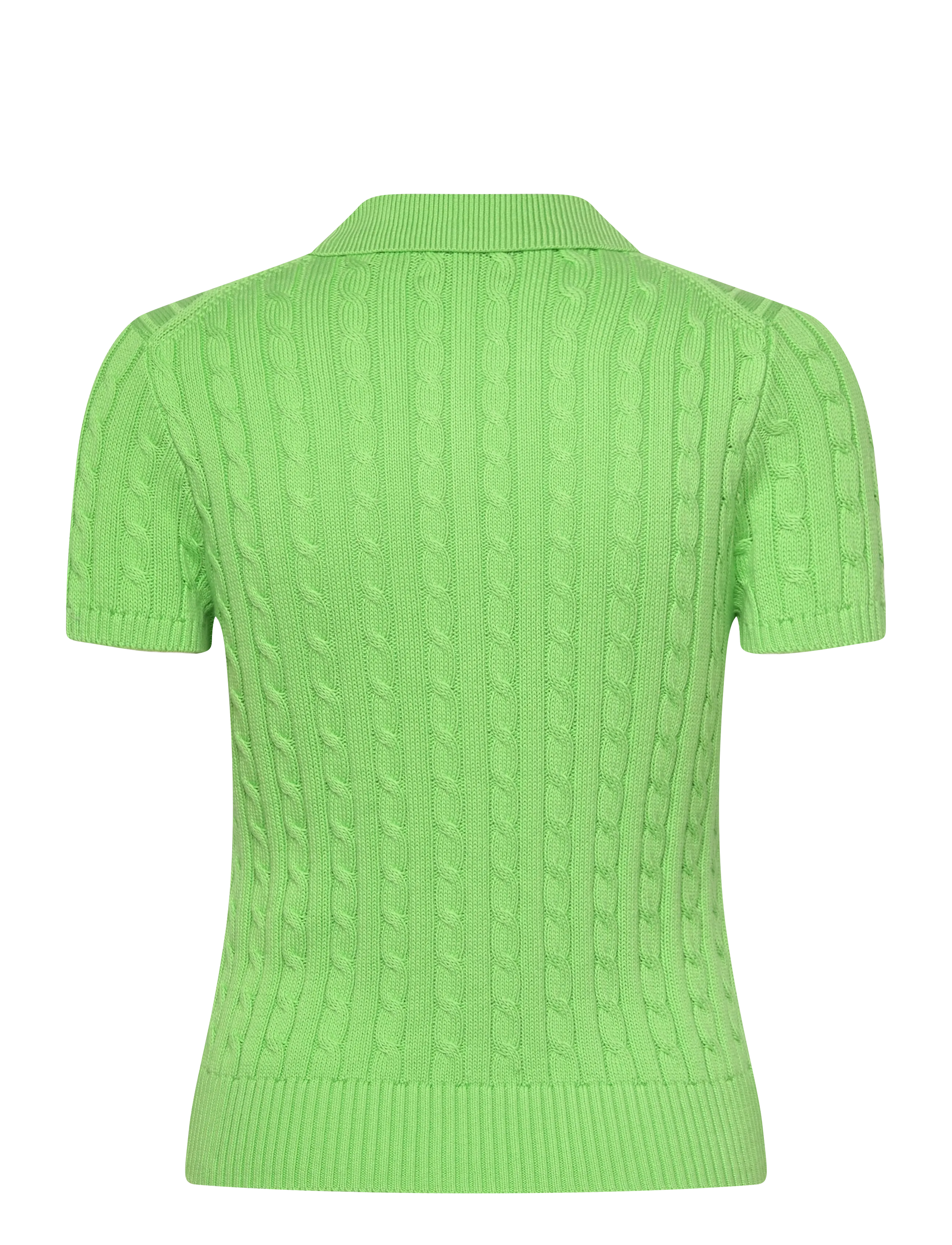 Polo Ralph Lauren - Cable Cotton Short-Sleeve Polo Cardigan - t-shirts & tops - riviera green - 2
