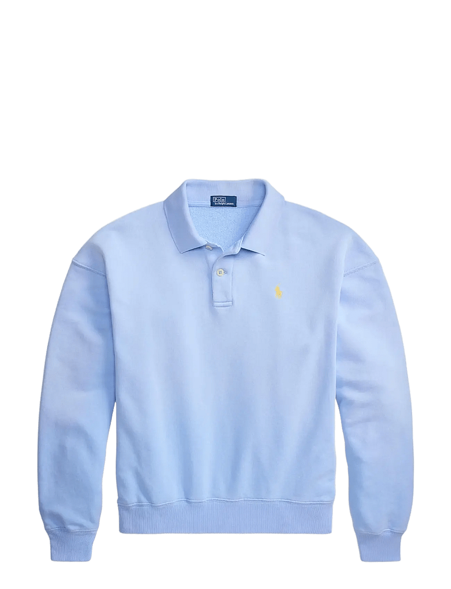 Polo Ralph Lauren - Lightweight Fleece Long-Sleeve Polo - langärmlige tops - baby blue - 1