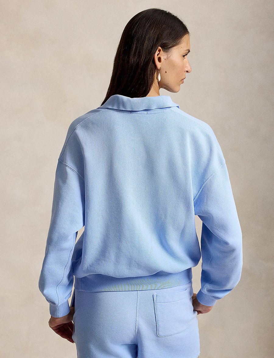 Polo Ralph Lauren - Lightweight Fleece Long-Sleeve Polo - langärmlige tops - baby blue - 5