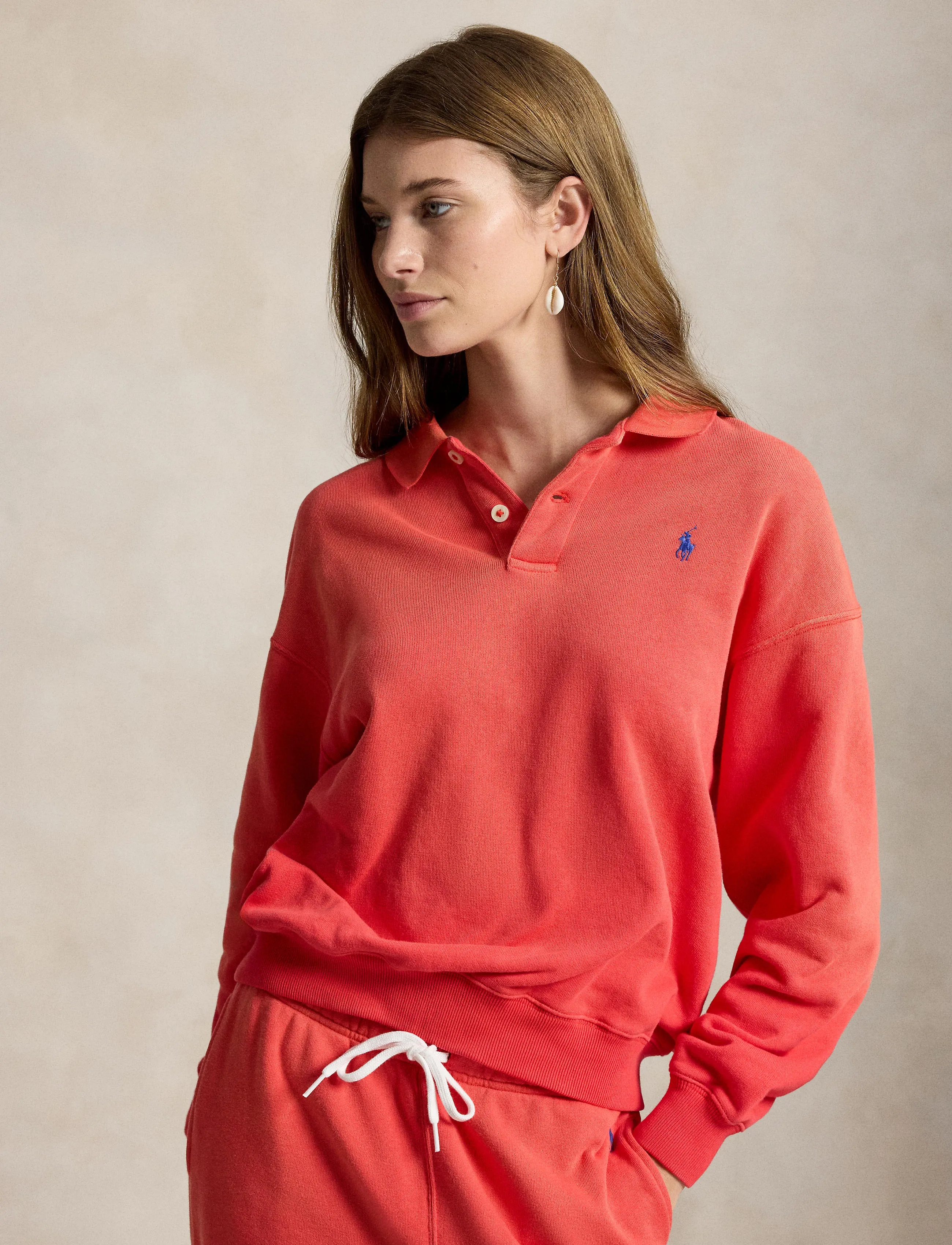 Polo Ralph Lauren - Lightweight Fleece Long-Sleeve Polo - poloskjorter - bright hibiscus - 5