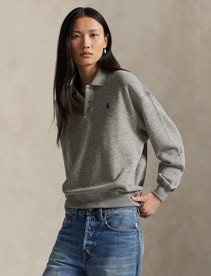 Polo Ralph Lauren - Lightweight Fleece Long-Sleeve Polo - langärmlige tops - dark vintage heat - 3