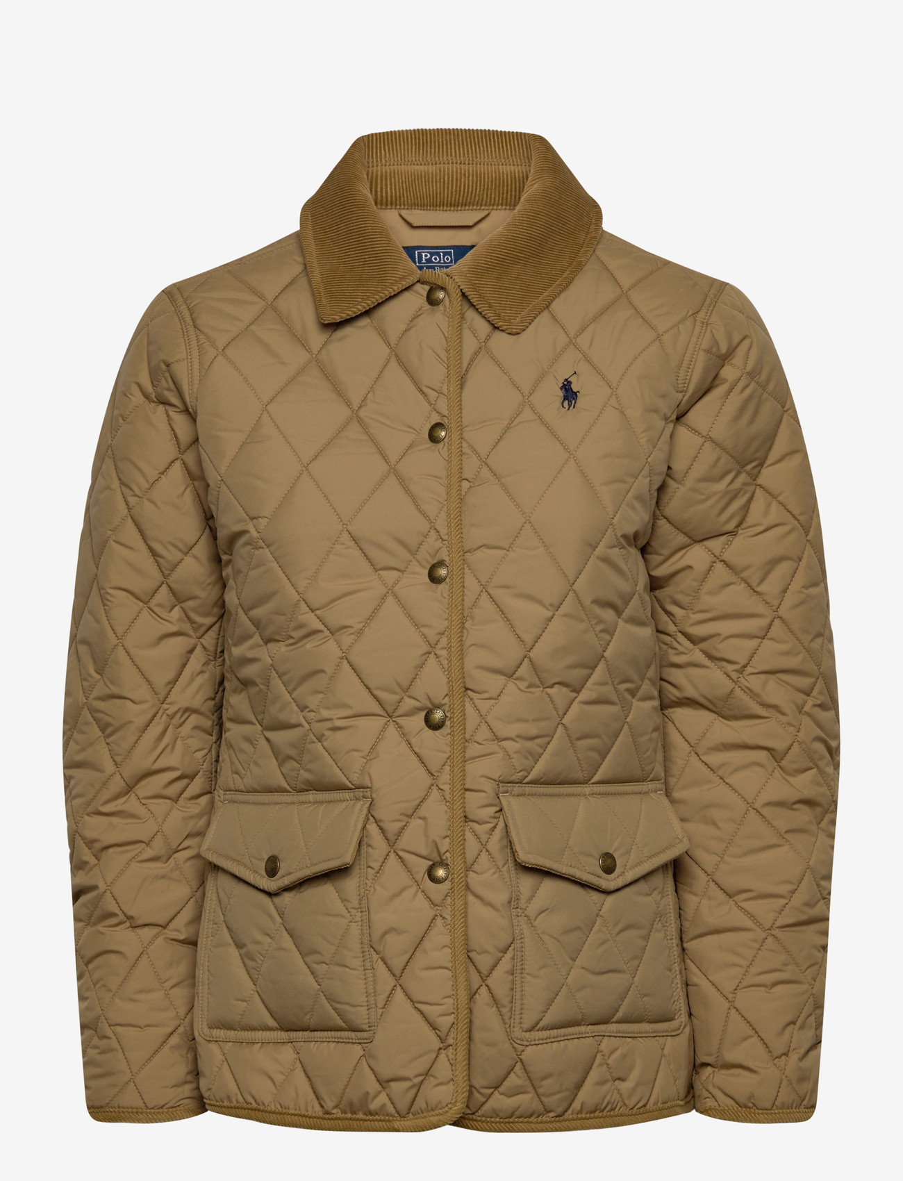 Polo Ralph Lauren - Corduroy-Trim Quilted Barn Jacket - dun- & vadderade jackor - desert khaki - 0