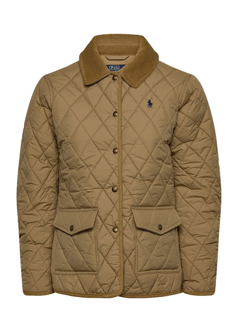 Polo Ralph Lauren - Corduroy-Trim Quilted Barn Jacket - dun- & vadderade jackor - desert khaki - 0