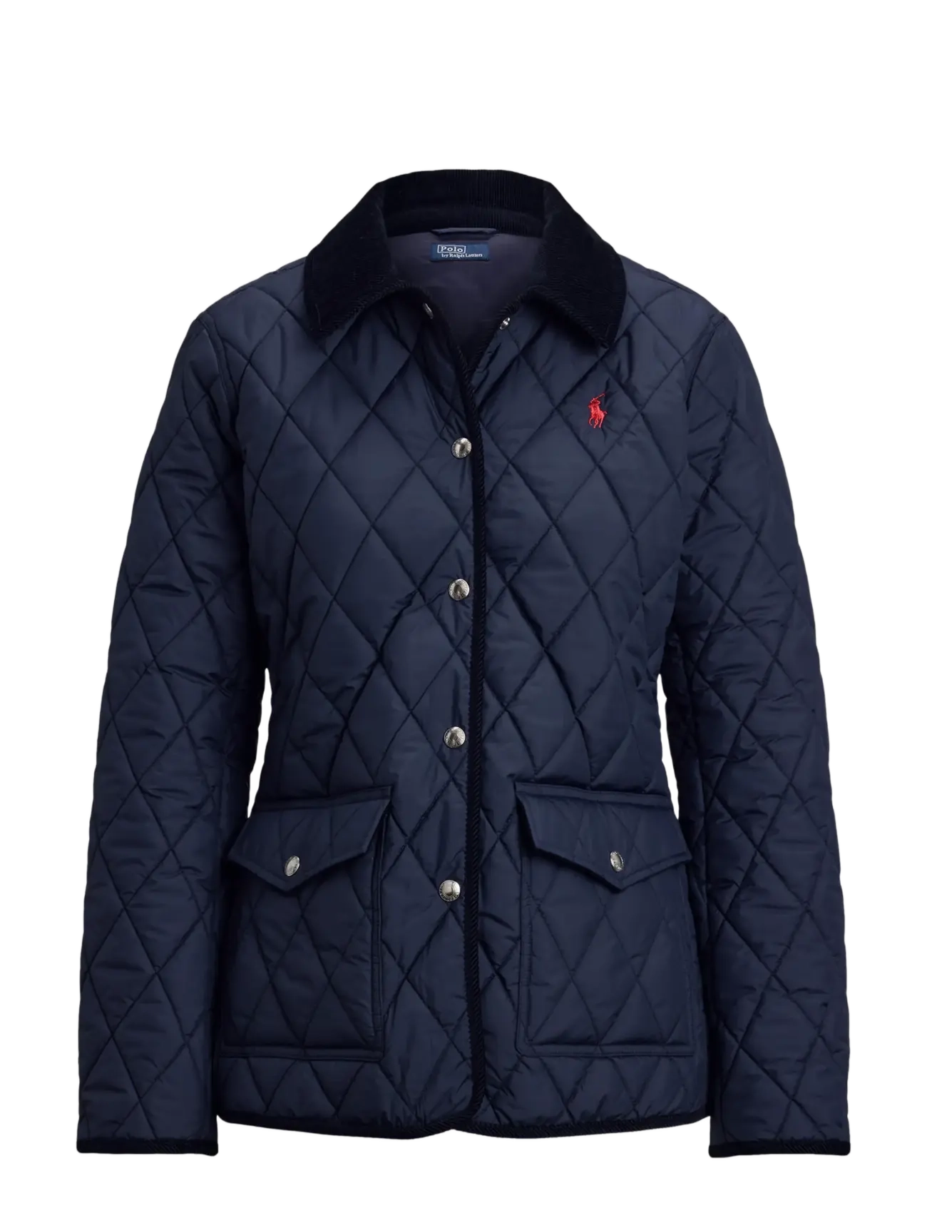 Corduroy-Trim Quilted Barn Jacket - RL NAVY