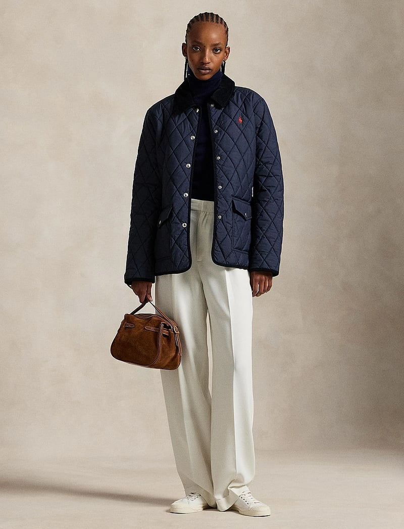 Polo Ralph Lauren - Corduroy-Trim Quilted Barn Jacket - dun- & vadderade jackor - rl navy - 0